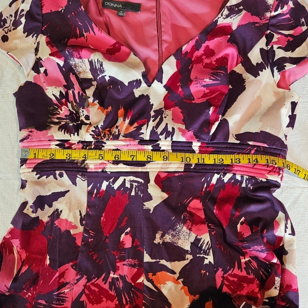Donna Ricco New York Women Floral Print V Neck Short Sleeve‎ Midi Dress Size 12 - Picture 10 of 11